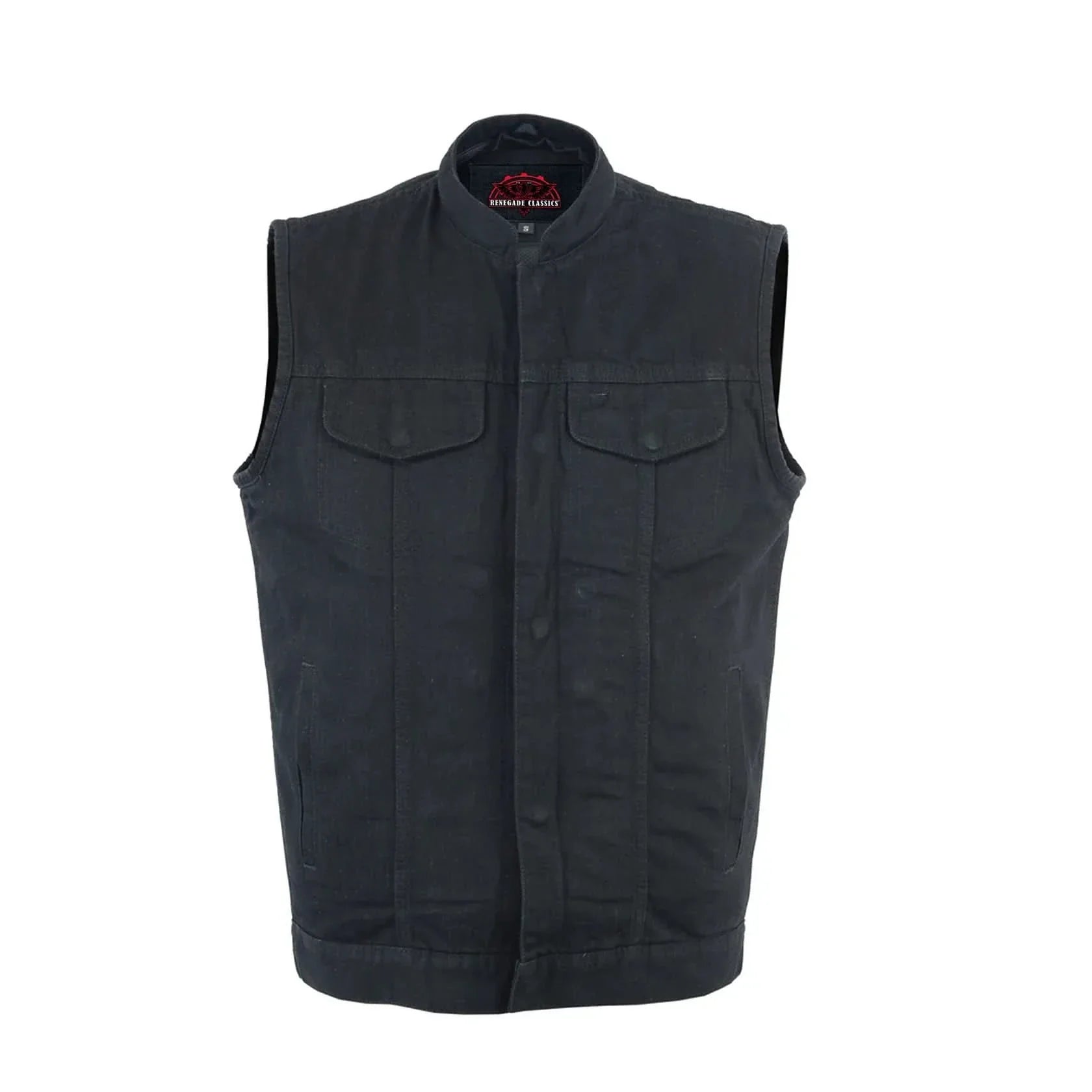 Men's Black Denim Single Back Panel Concealment Vest w/Rem