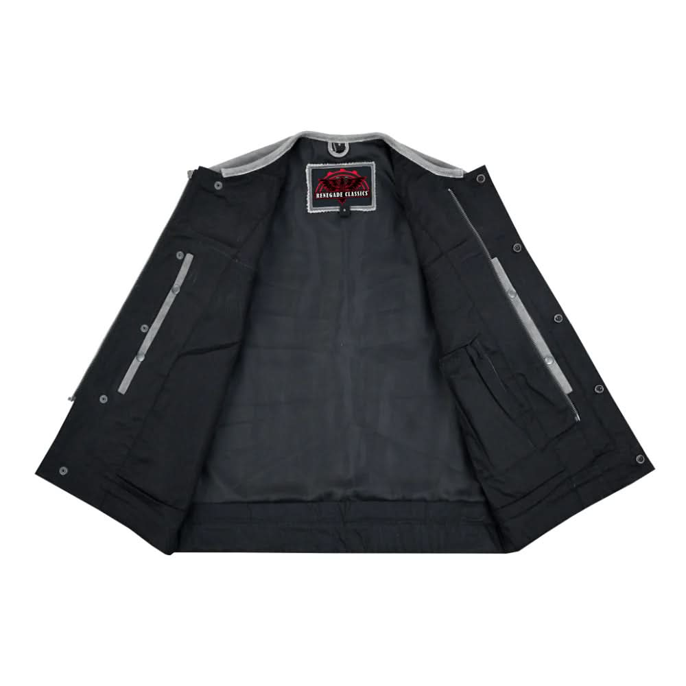 Men's Distressed Gray Cowhide Leather  Motorcycle Vest