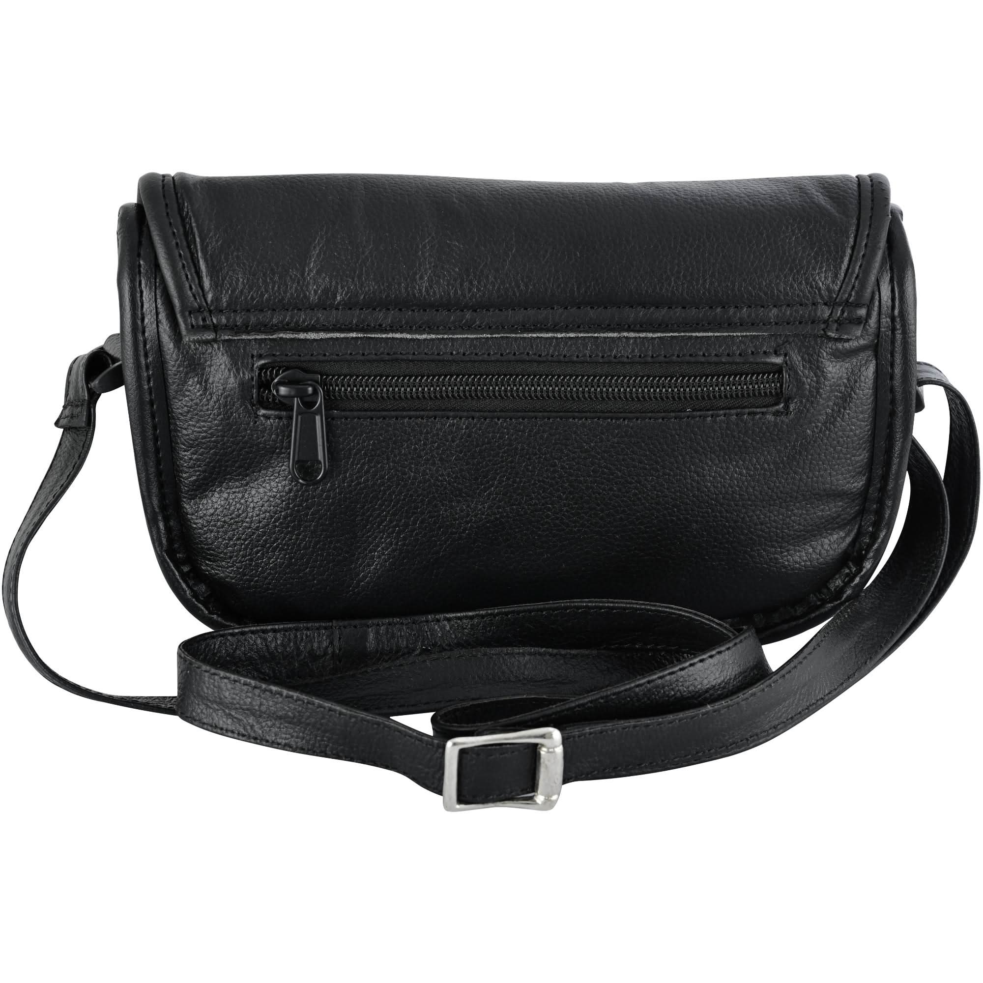 Women's Black Construction Leather Purse/Shoulder Bag