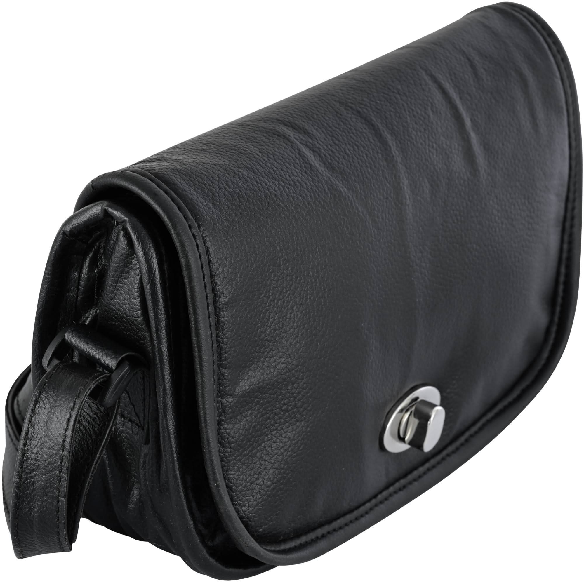 Women's Black Construction Leather Purse/Shoulder Bag