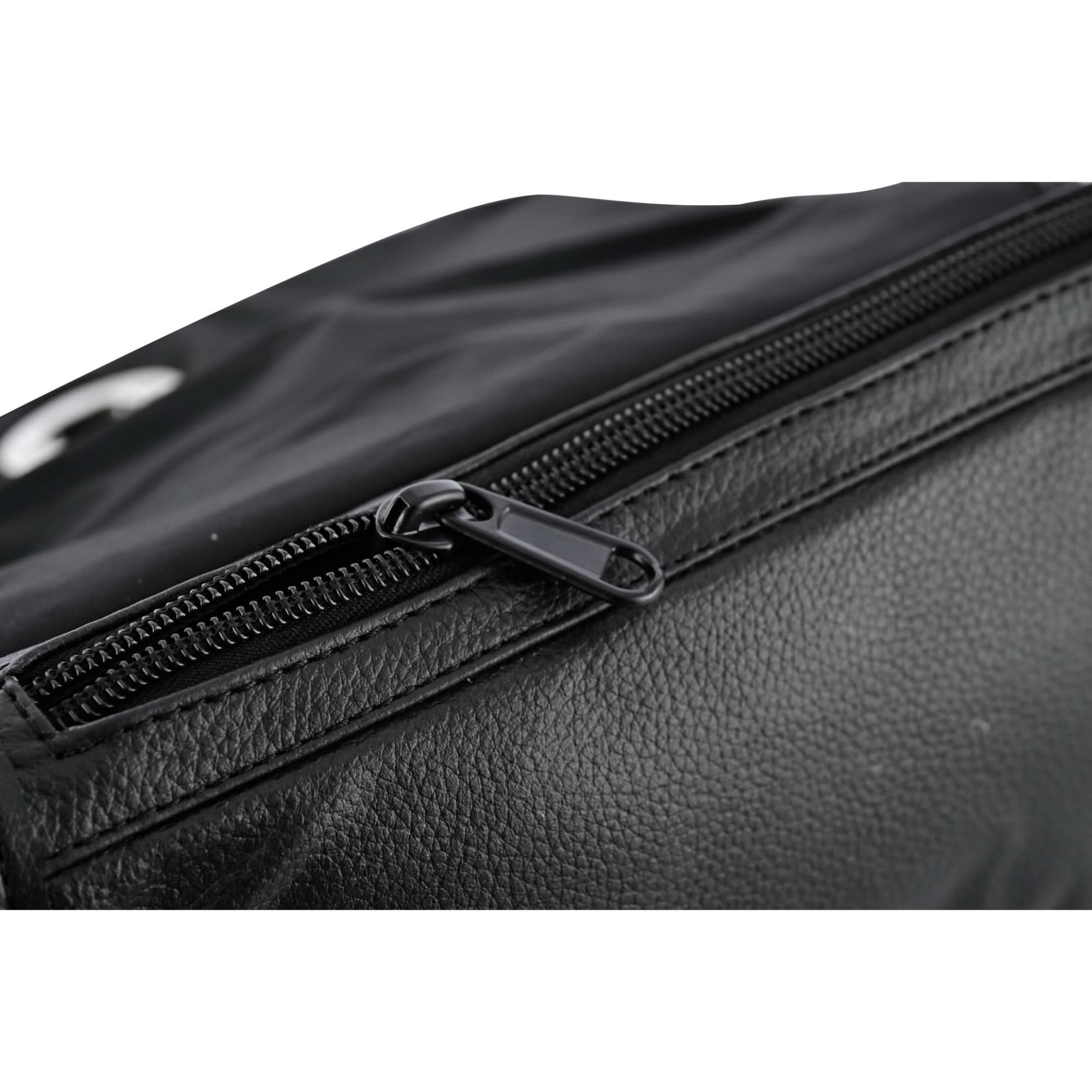 Women's Black Construction Leather Purse/Shoulder Bag