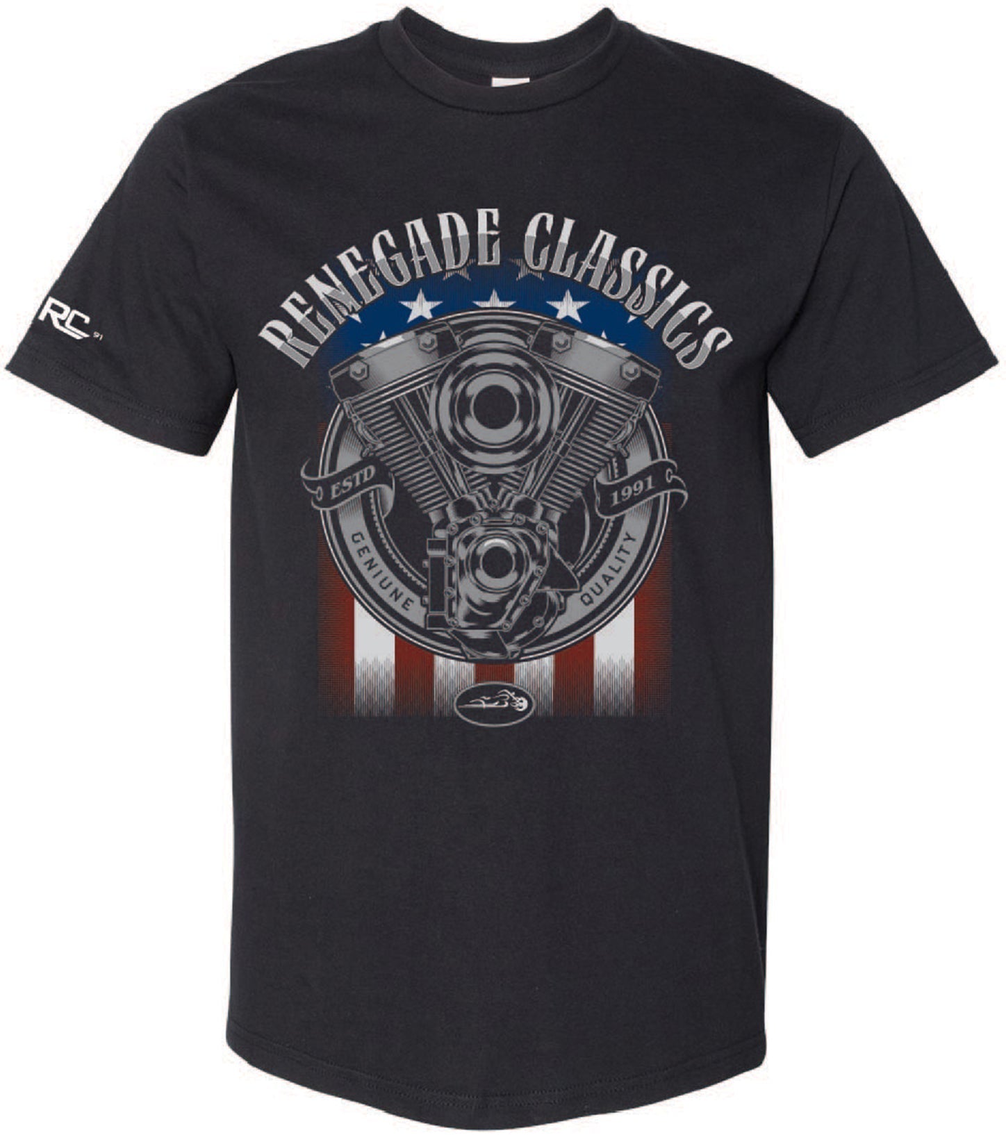 RC Renegade Classics Flag Graphic Mens Motorcycle T-Shirt