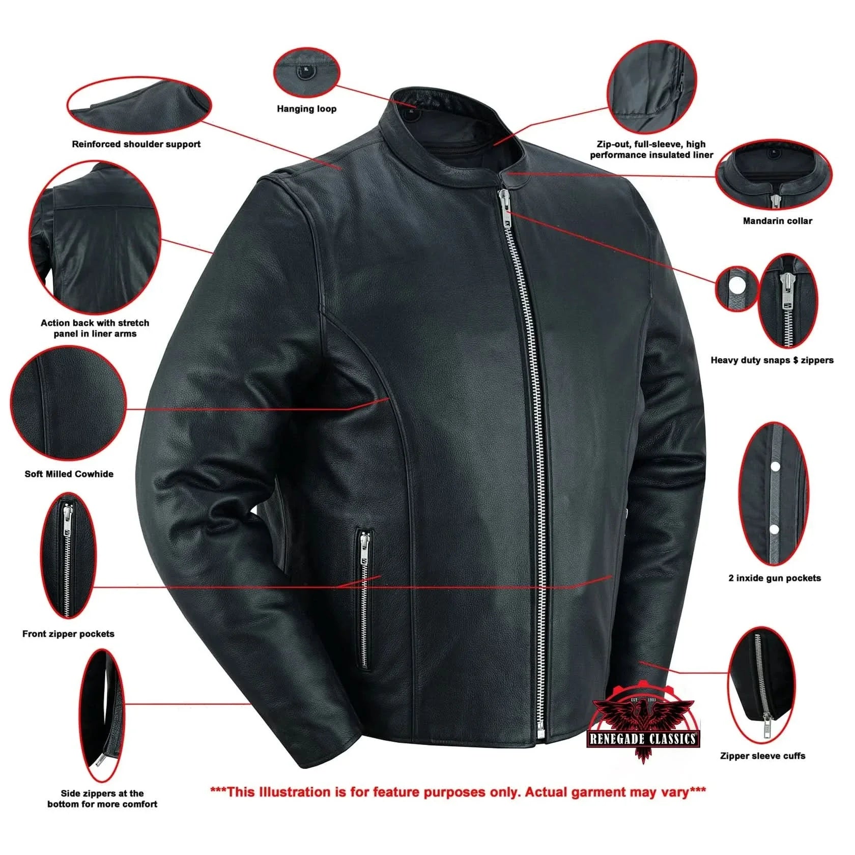 Men's Classic Black Scooter Leather Jacket