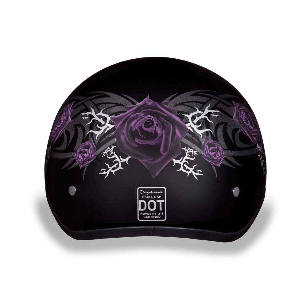 D6-PR DOT Approved Daytona Skull Cap Motorcycle Half Face Helmet – Purple Rose
