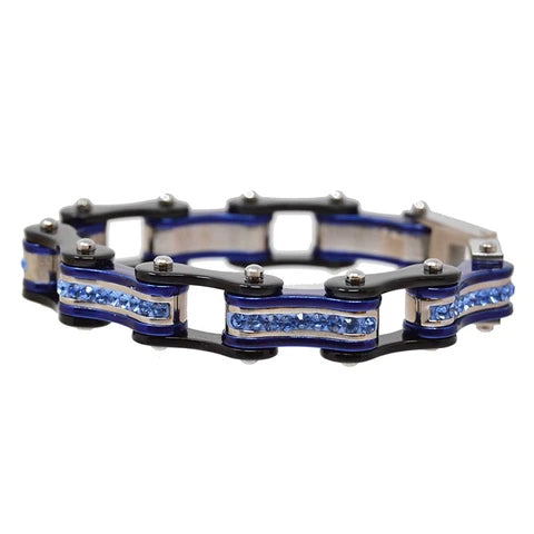 VJ112 Two Tone Black/Candy Blue W/Blue Crystal Centers