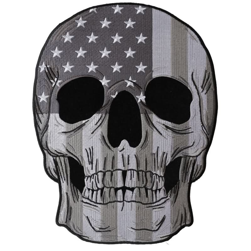 PL631 Skull Subdued American Flag Embroidered Iron on Patch