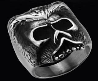 R14 Stainless Steel Bearded Skull Biker Ring