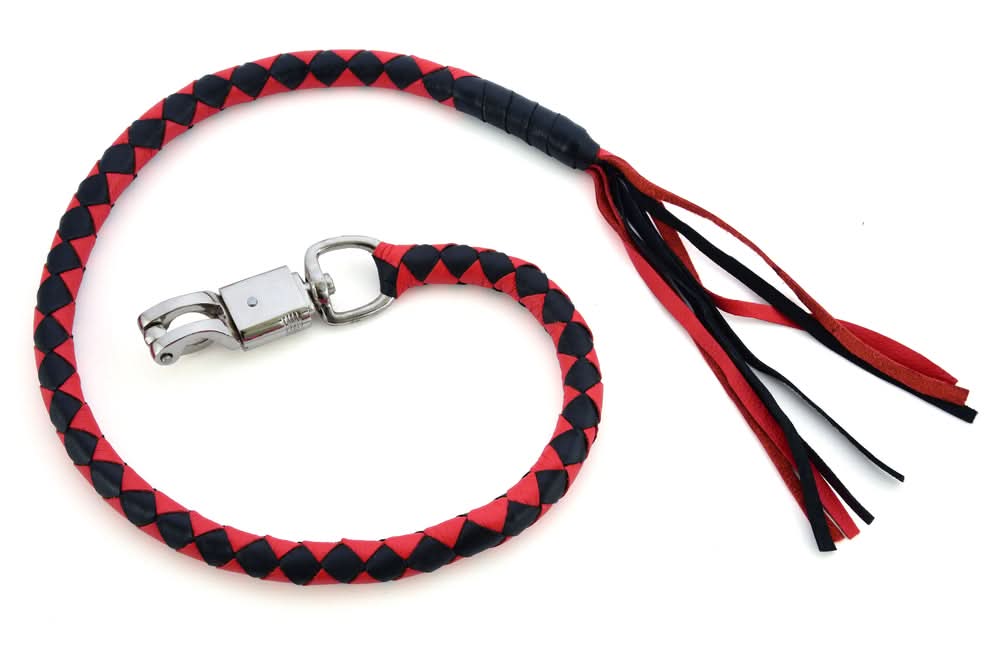GBW23 Leather Biker Whip-Red/Black