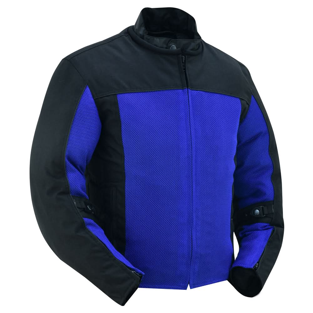 Cross Wind Micro Mesh Mens Motorcycle Jacket - Blue