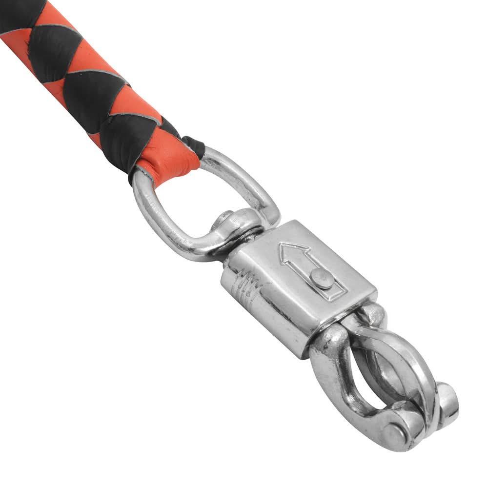 GBW29B Leather Biker Whip-Orange/Black W / White Pool Ball