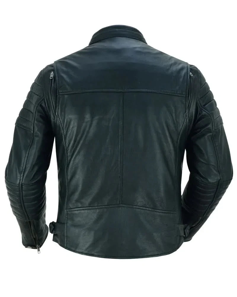 Men's Lightweight Drum Dyed Naked Lambskin Crossover Scooter - Black