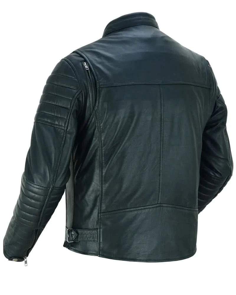Men's Lightweight Drum Dyed Naked Lambskin Crossover Scooter - Black