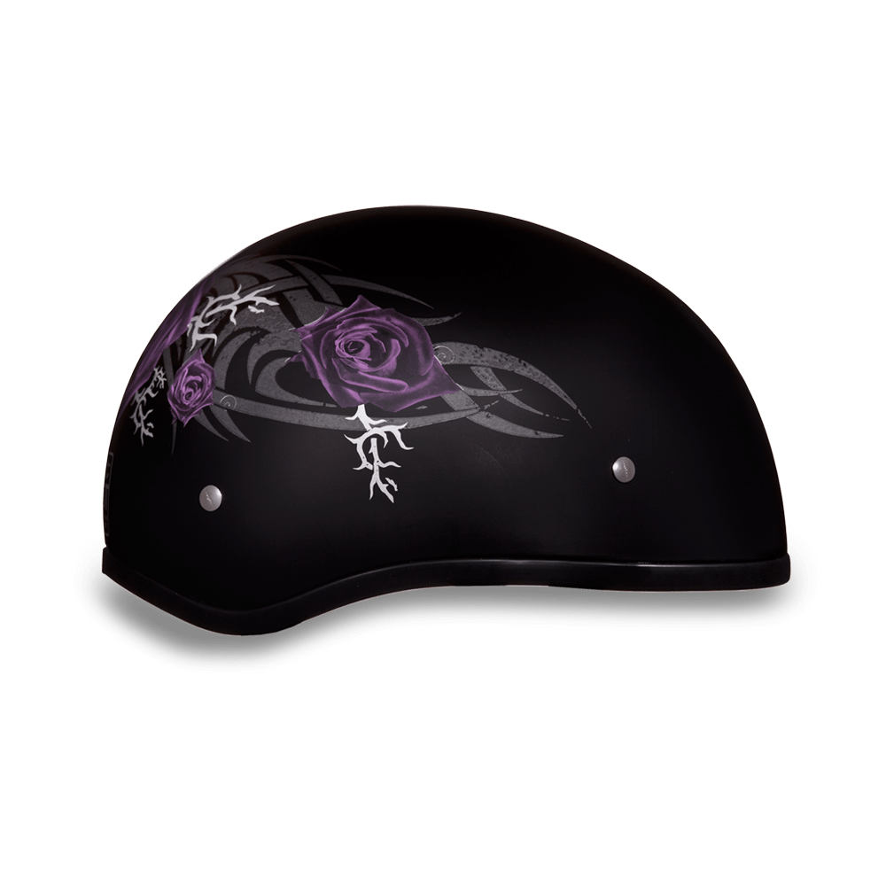 D6-PR DOT Approved Daytona Skull Cap Motorcycle Half Face Helmet – Purple Rose