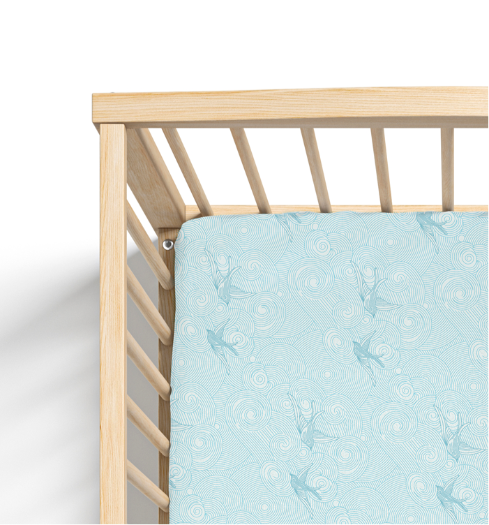 Jersey Knit Polyester Crib Sheet in Tranquil Skies