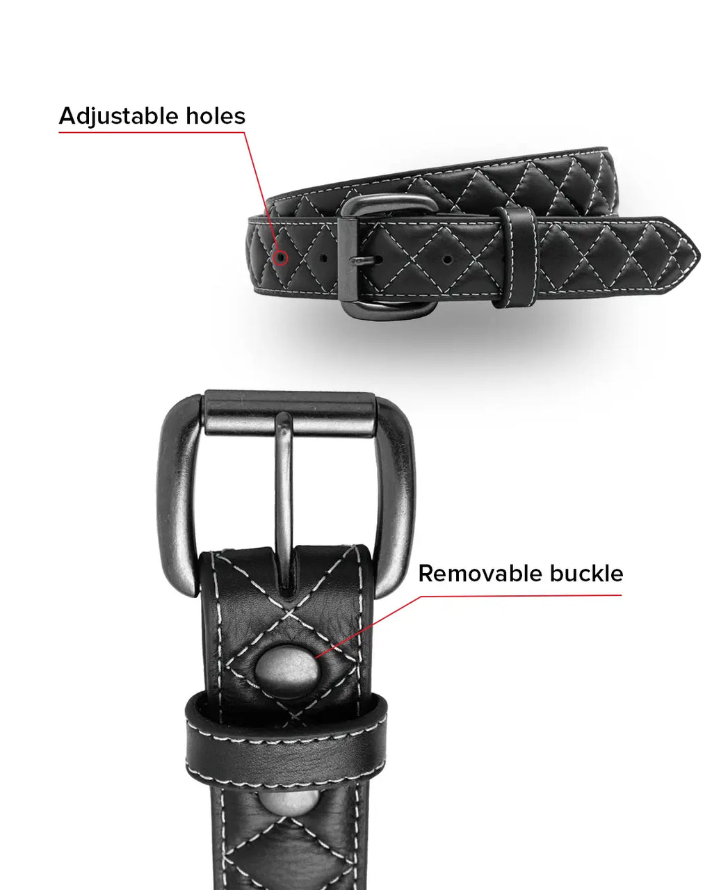 Diamond Quilted Leather Belt