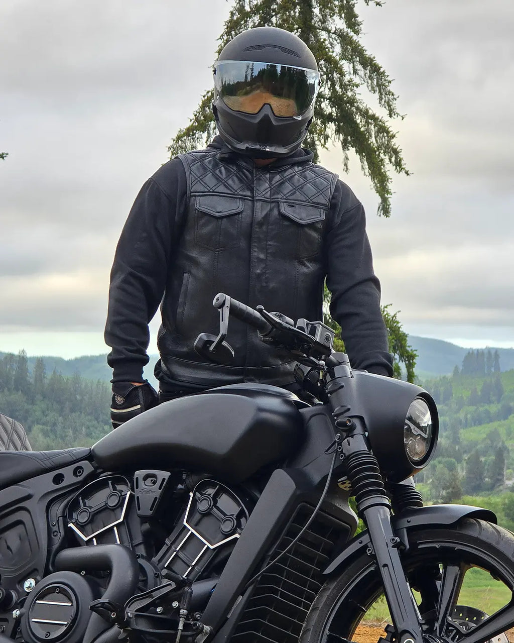 Downside Men's Motorcycle Leather Vest