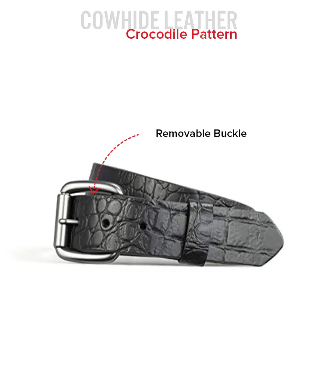 Crocodile Pattern Leather Belt