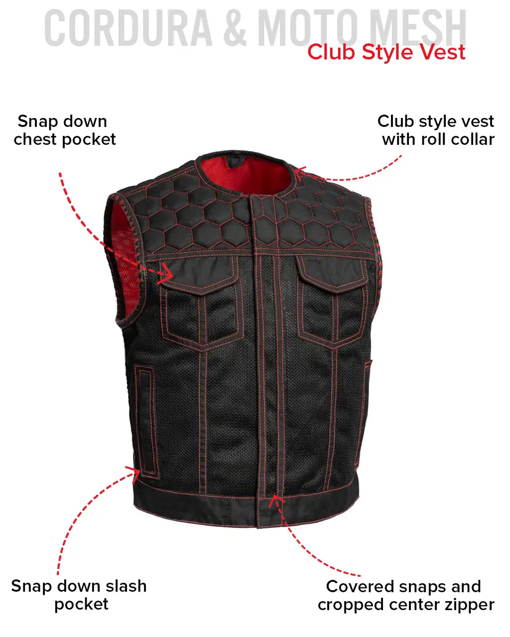 Hornet Moto Mesh Men's Club Style Vest