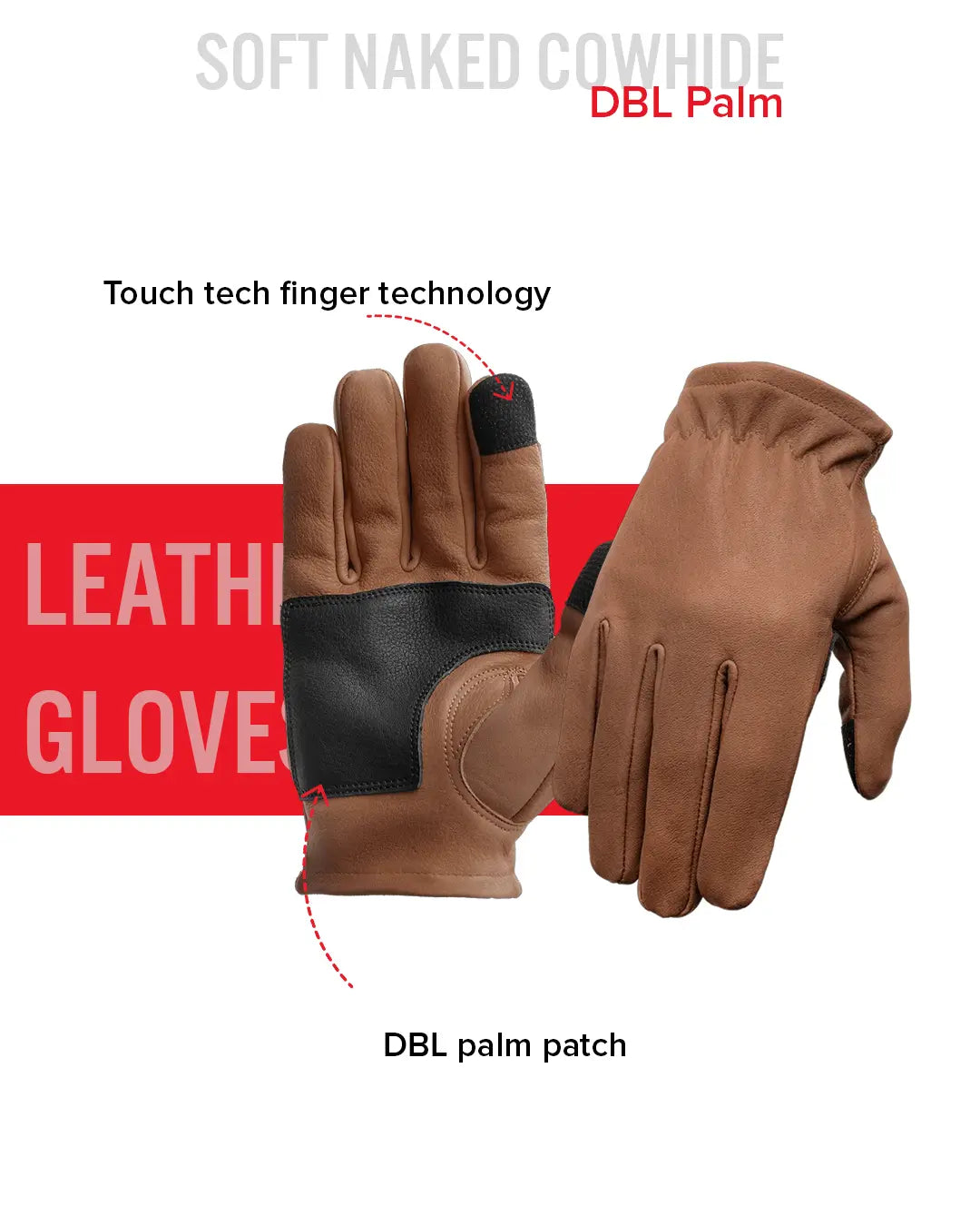 Roper DBL Palm Men's Motorcycle Leather Gloves