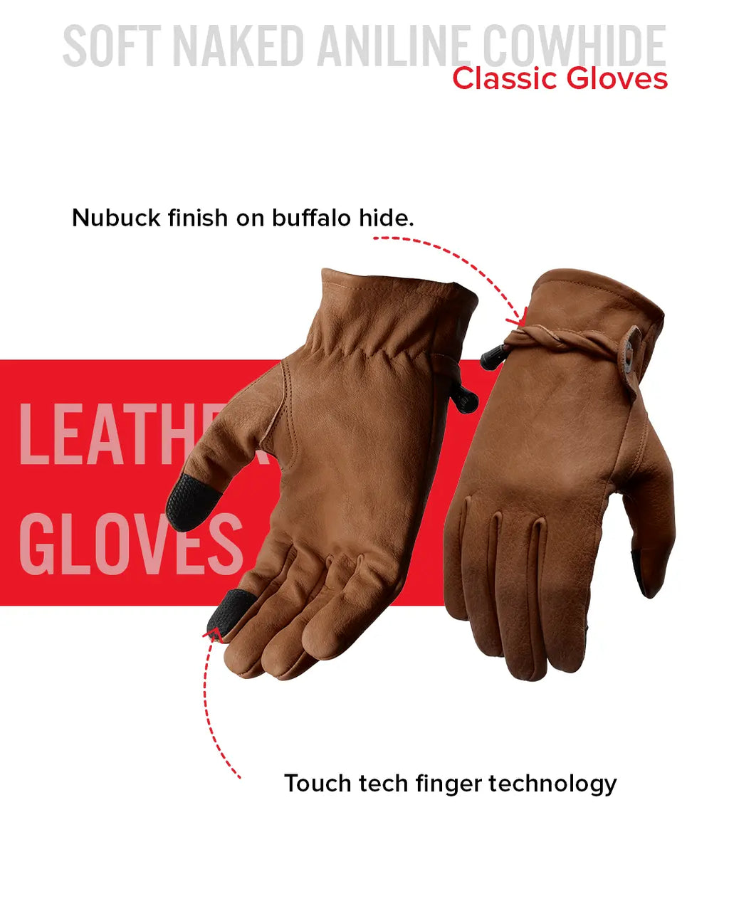 Ranch Men's Motorcycle Leather Gloves