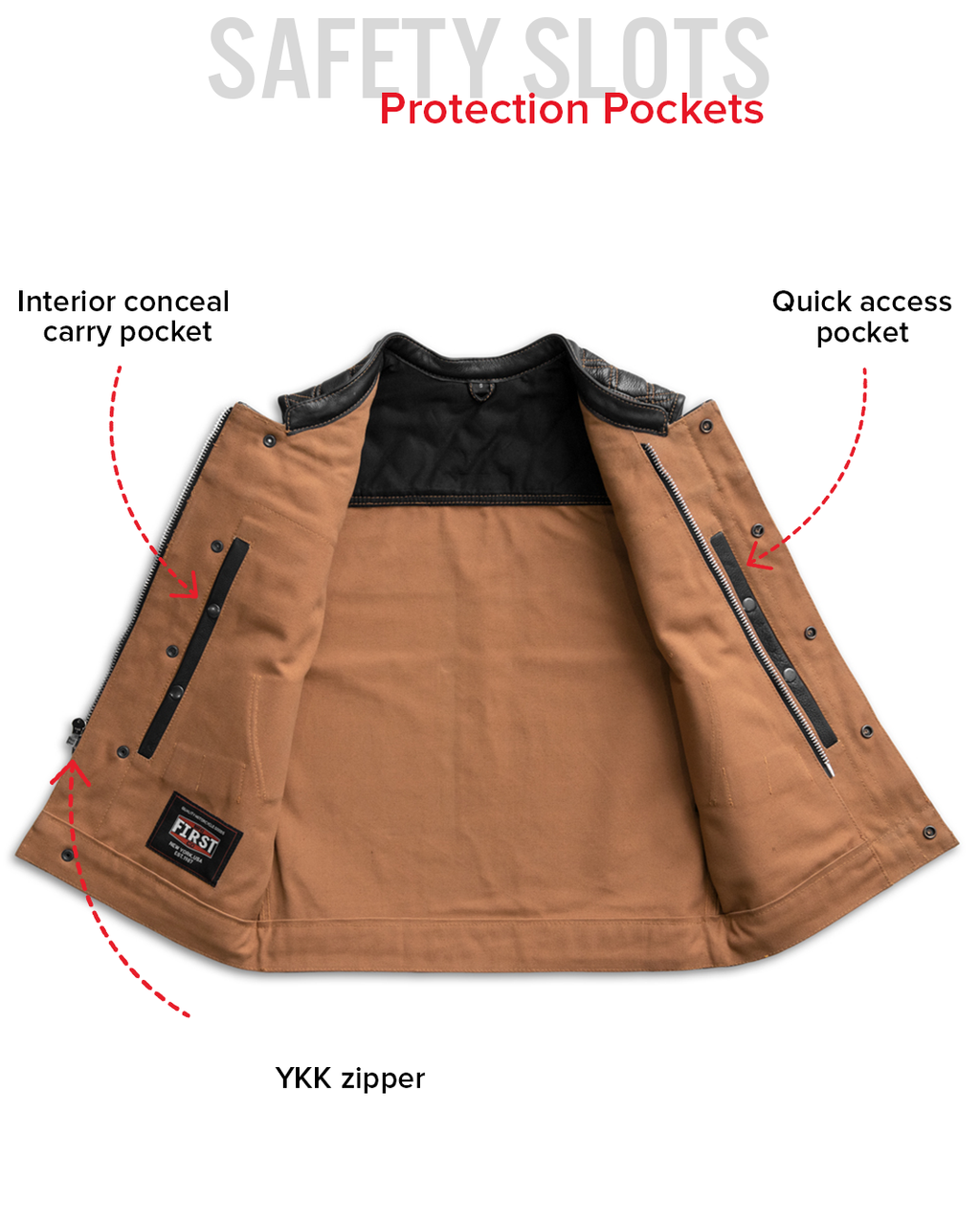 Hunt Club Motorcycle Leather Canvas Vest