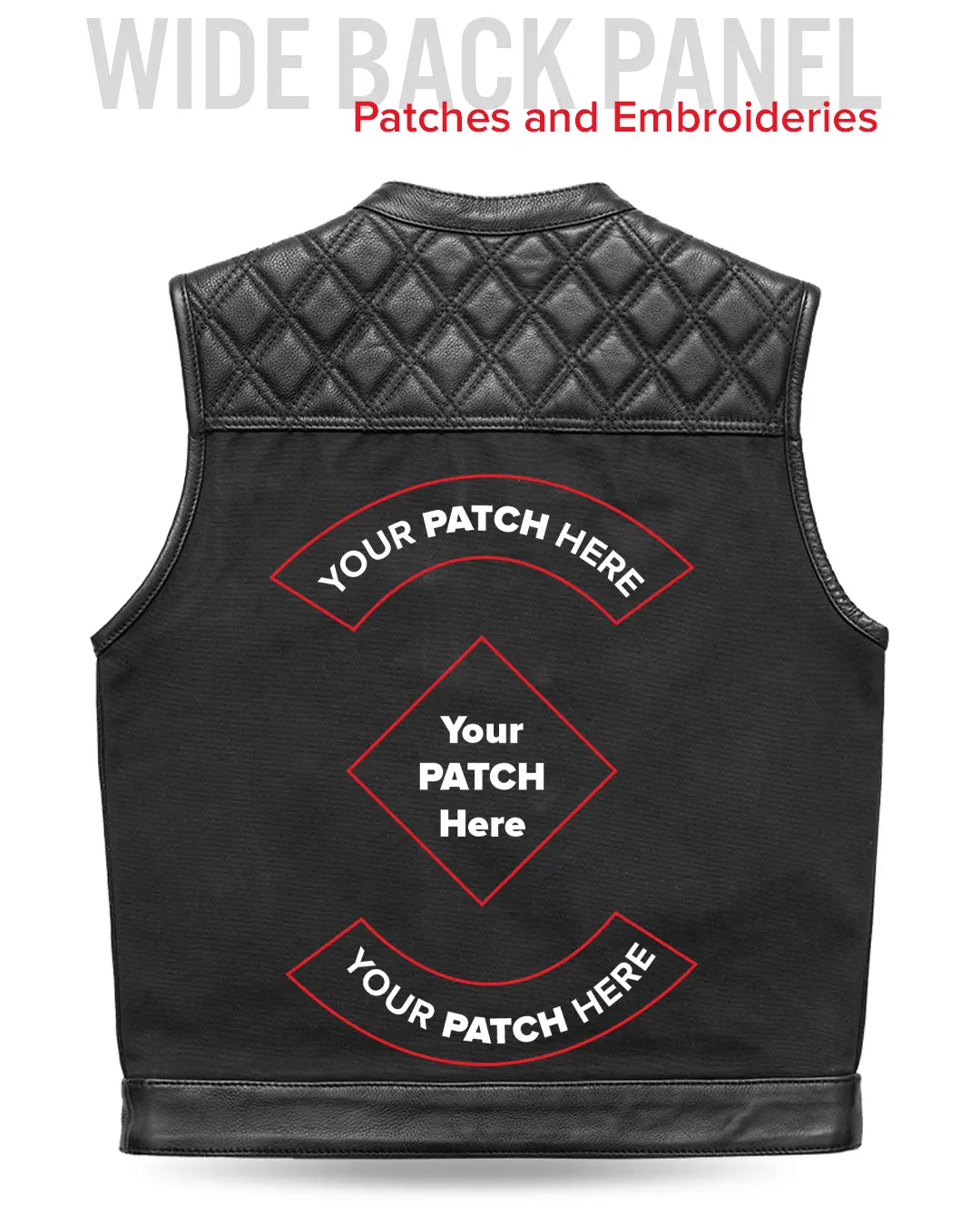 Hunt Club Motorcycle Leather Canvas Vest Black