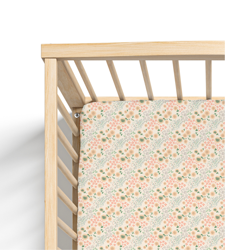 Jersey Knit Polyester Crib Sheet in Wildflower Meadow