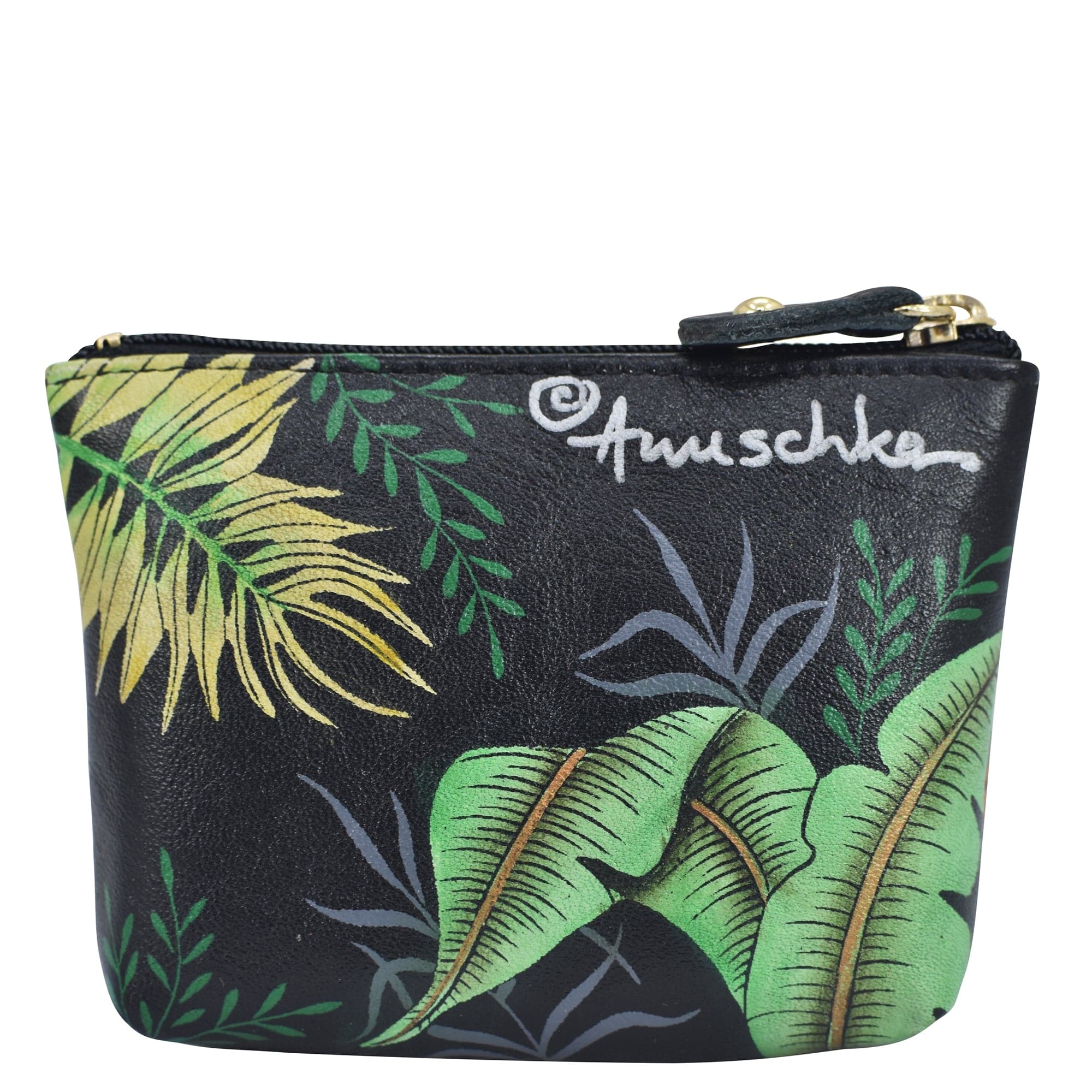Coin Pouch - 1031 Hand-painted original artwork with Rainforest Beauties leather