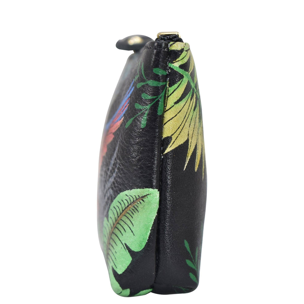 Coin Pouch - 1031 Hand-painted original artwork with Rainforest Beauties leather
