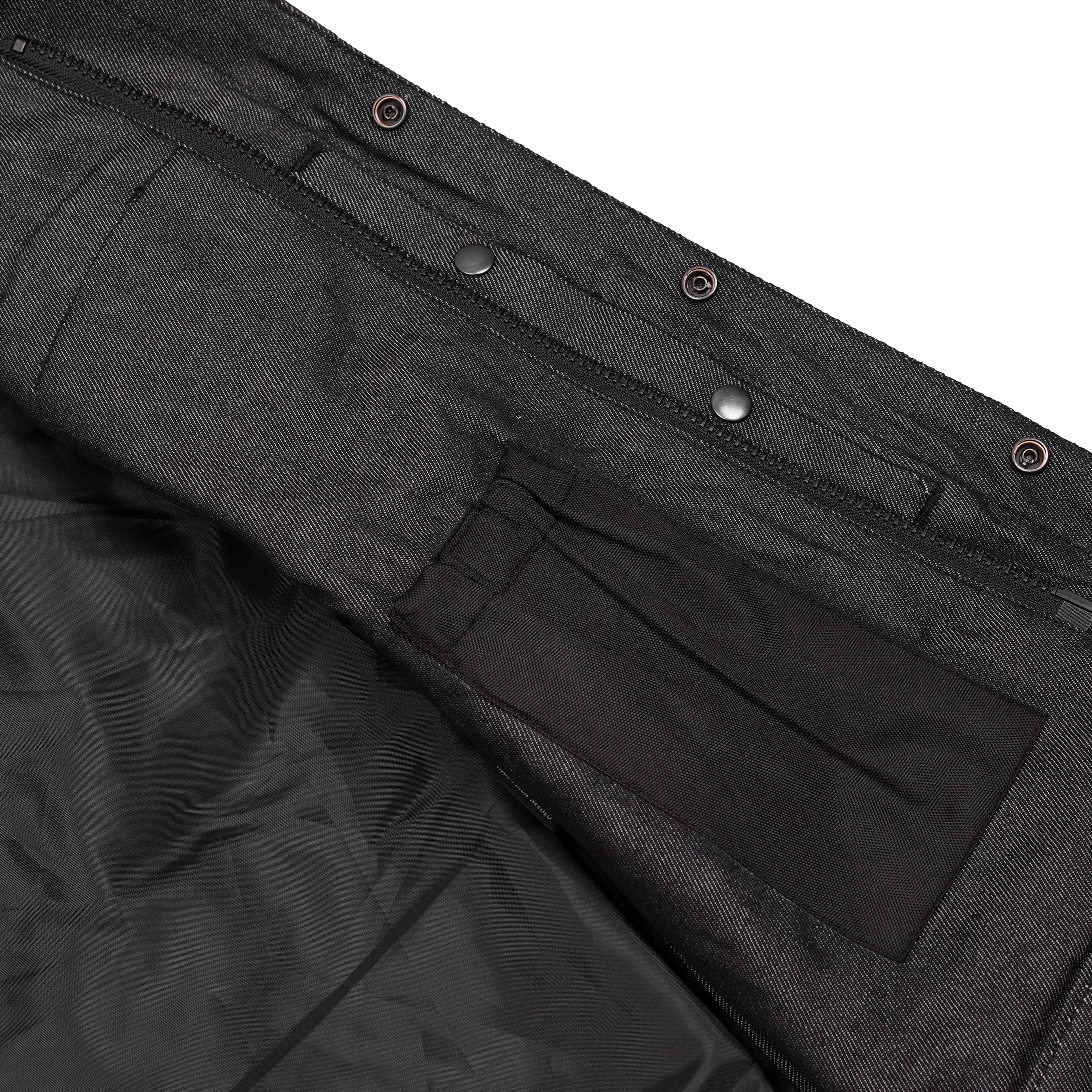 Men's Leather-Denim Combo Motorcycle  Vest - No Collar