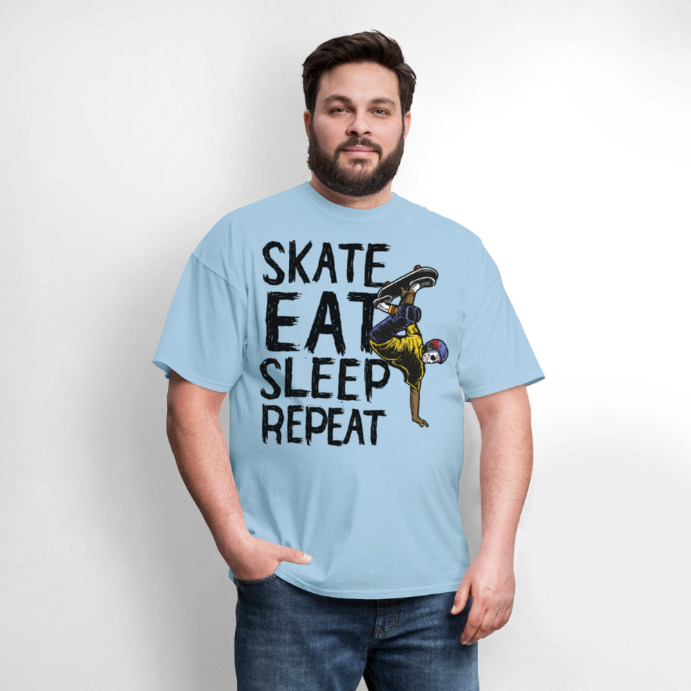 Unisex Classic T-Shirt Skate Eat Sleep Repeat - powder blue