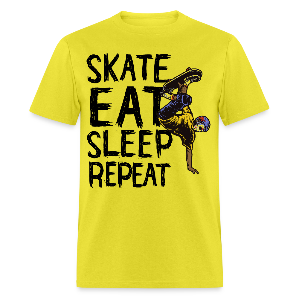 Unisex Classic T-Shirt Skate Eat Sleep Repeat - yellow