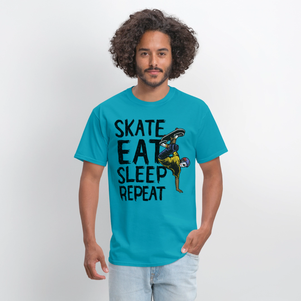 Unisex Classic T-Shirt Skate Eat Sleep Repeat - turquoise
