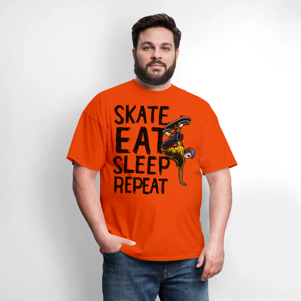Unisex Classic T-Shirt Skate Eat Sleep Repeat - orange