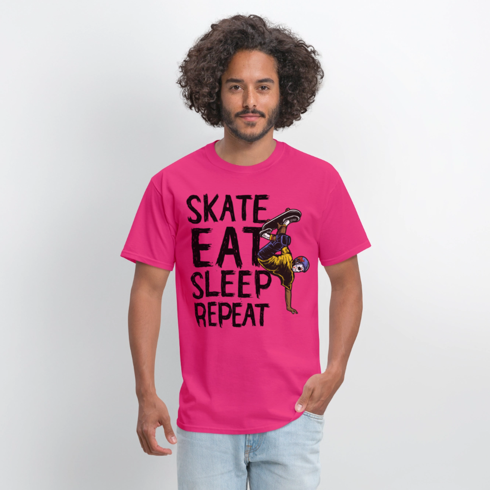 Unisex Classic T-Shirt Skate Eat Sleep Repeat - fuchsia