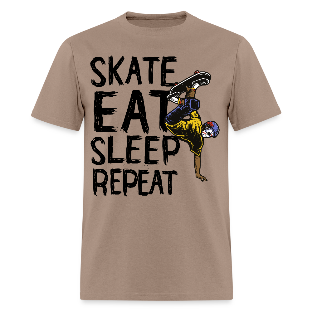 Unisex Classic T-Shirt Skate Eat Sleep Repeat - brown savana