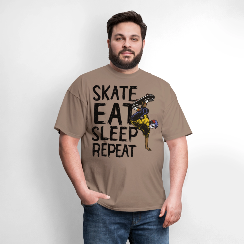Unisex Classic T-Shirt Skate Eat Sleep Repeat - brown savana