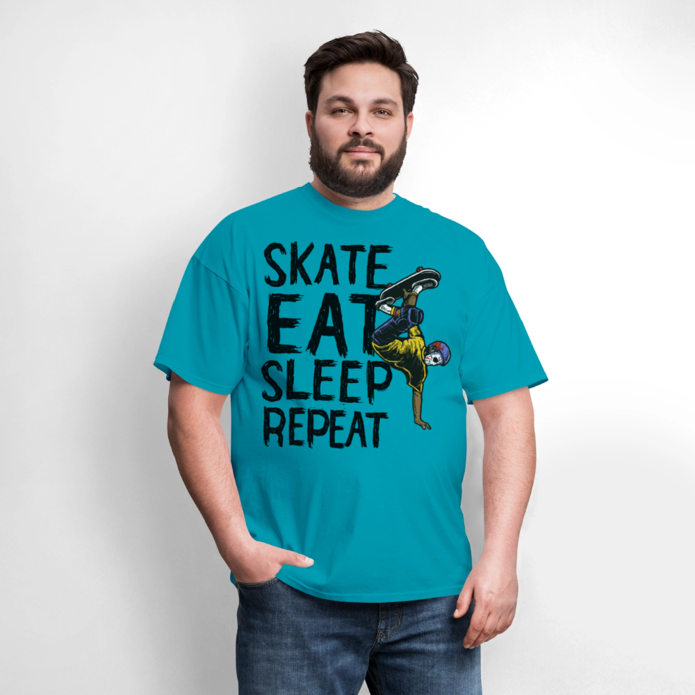 Unisex Classic T-Shirt Skate Eat Sleep Repeat - turquoise