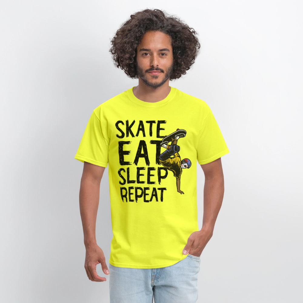 Unisex Classic T-Shirt Skate Eat Sleep Repeat - safety green