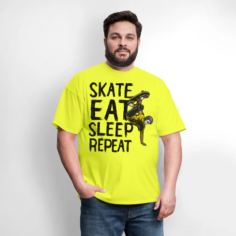 Unisex Classic T-Shirt Skate Eat Sleep Repeat - safety green