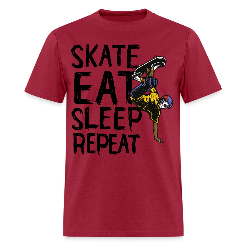 Unisex Classic T-Shirt Skate Eat Sleep Repeat - dark red