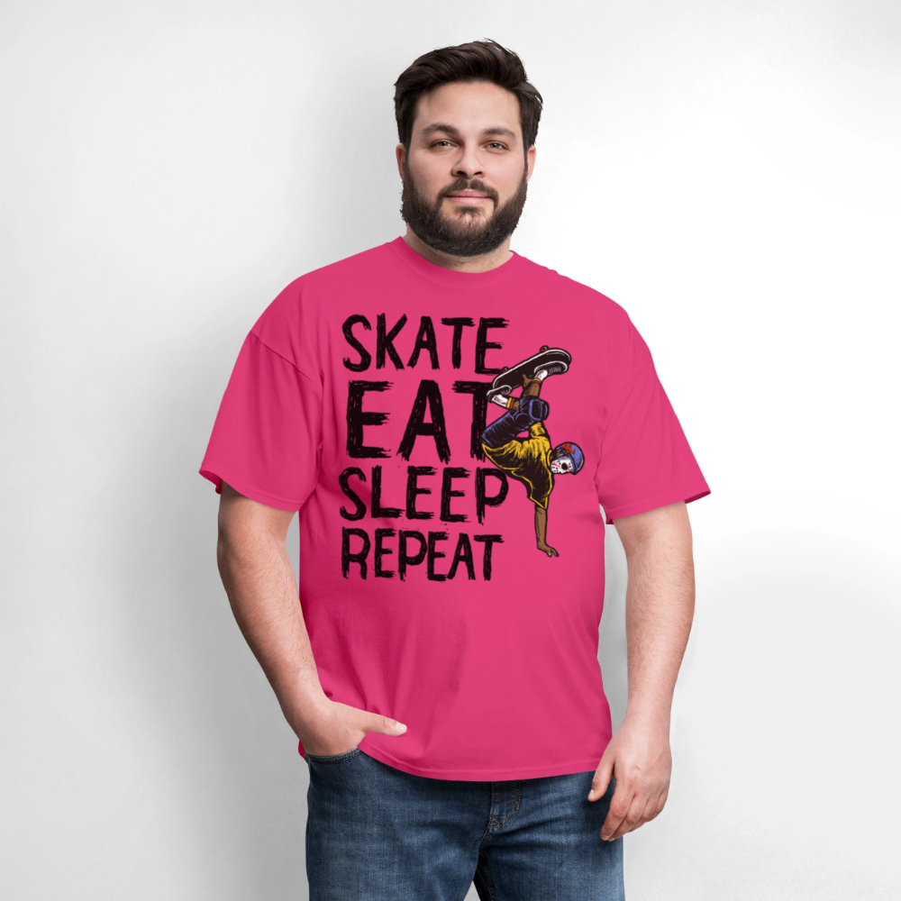 Unisex Classic T-Shirt Skate Eat Sleep Repeat - fuchsia