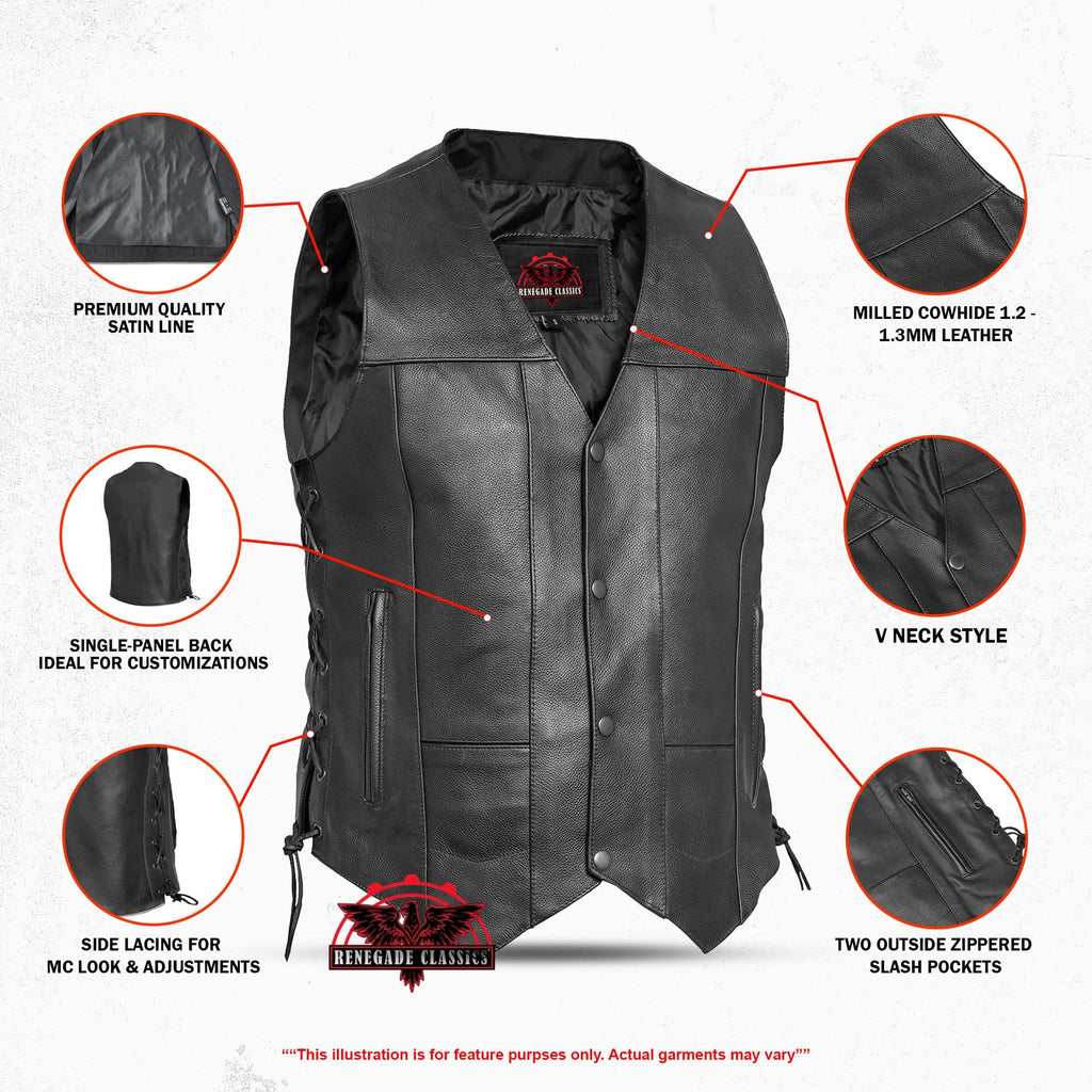 Men's Line Ranger Multi-Pocket Motorcycle Vest - Black