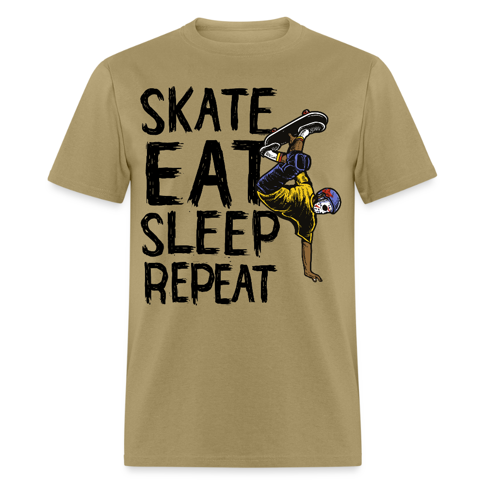 Unisex Classic T-Shirt Skate Eat Sleep Repeat - khaki