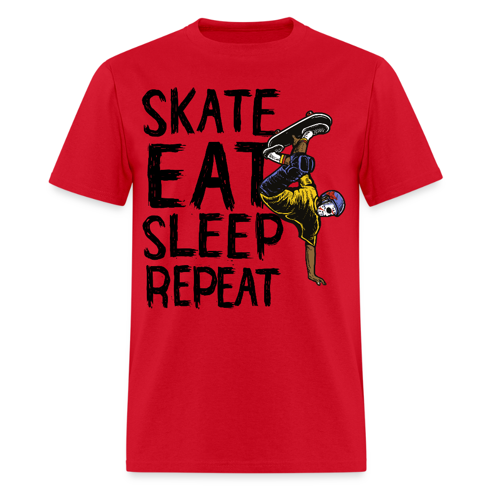 Unisex Classic T-Shirt Skate Eat Sleep Repeat - red