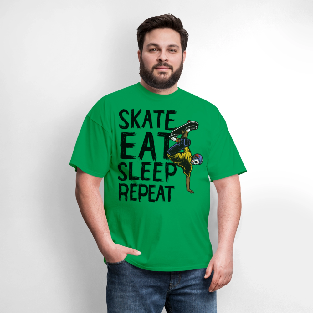 Unisex Classic T-Shirt Skate Eat Sleep Repeat - bright green