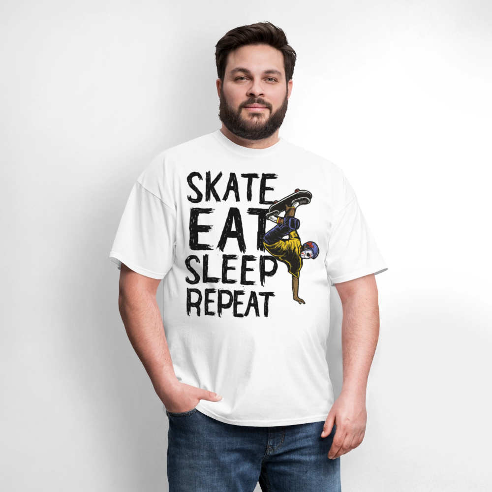 Unisex Classic T-Shirt Skate Eat Sleep Repeat - white