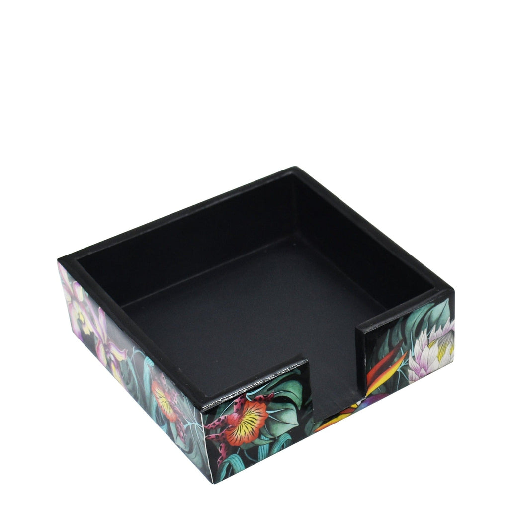 Set of 4 Wooden Printed Square Coasters Made of natural mango wood with enamel inlay - Tropical