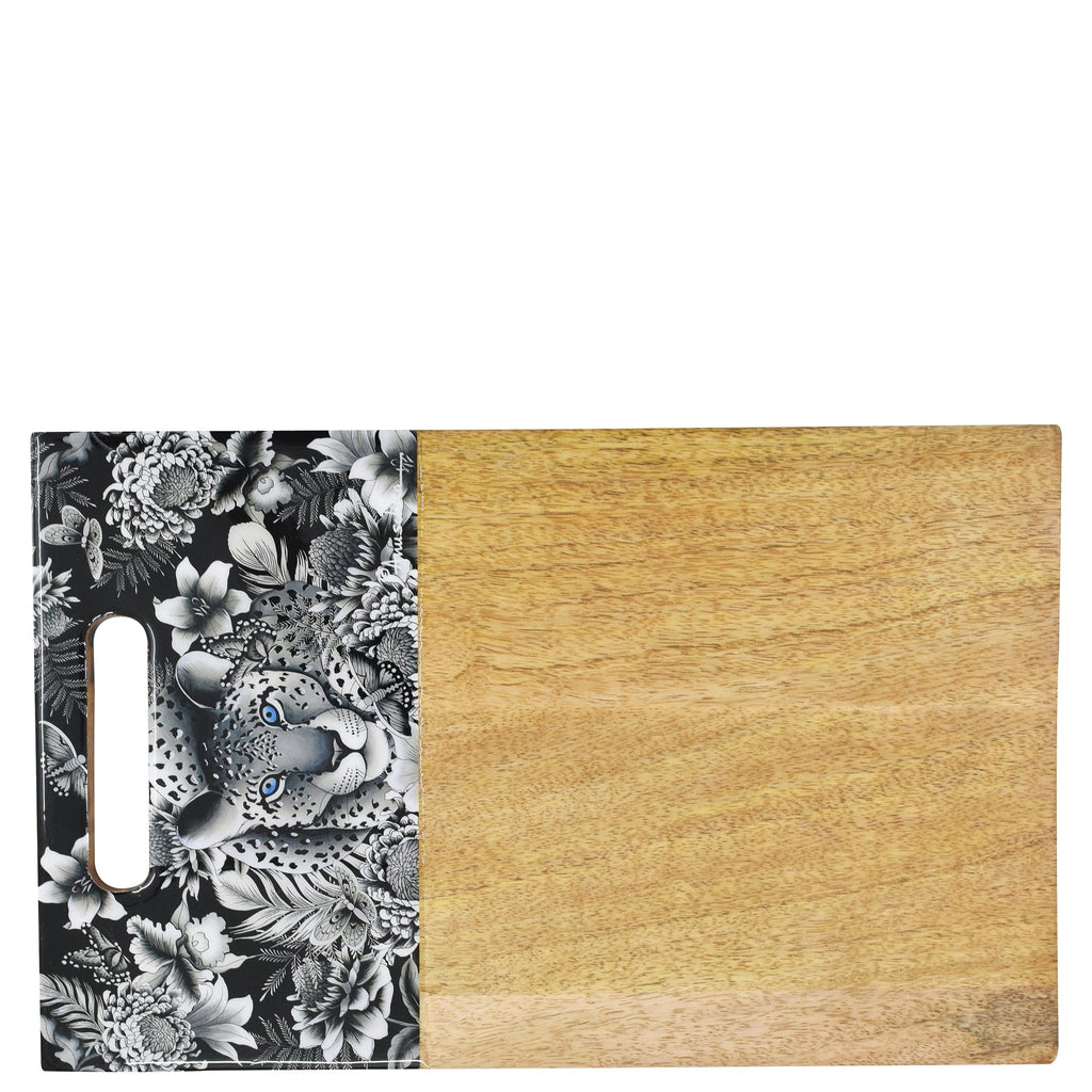 Wooden Printed Cutting Board - Durable, solid and lightweight mango wood. - Leopard