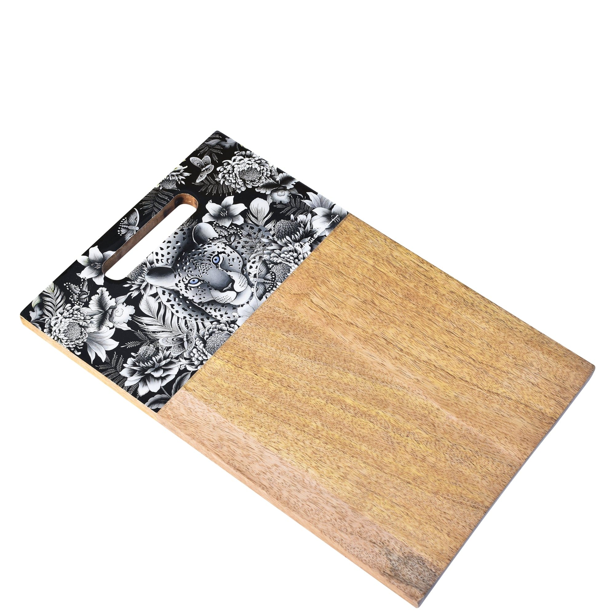 Wooden Printed Cutting Board - Durable, solid and lightweight mango wood. - Leopard